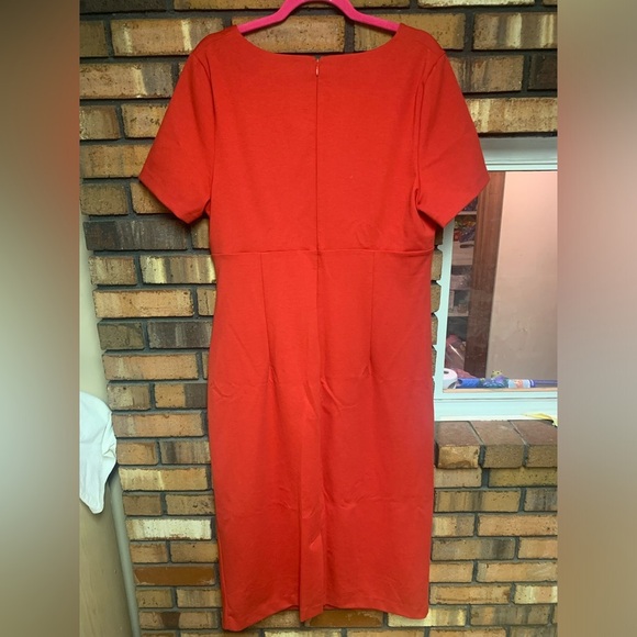 Boden Red Midi Dress with Side Ruching - Picture 2 of 4